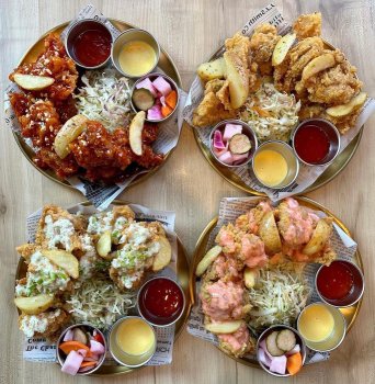 A wide variety of fried chicken