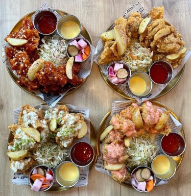 A wide variety of fried chicken