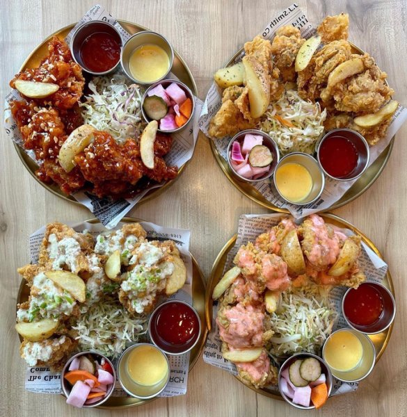 A wide variety of fried chicken